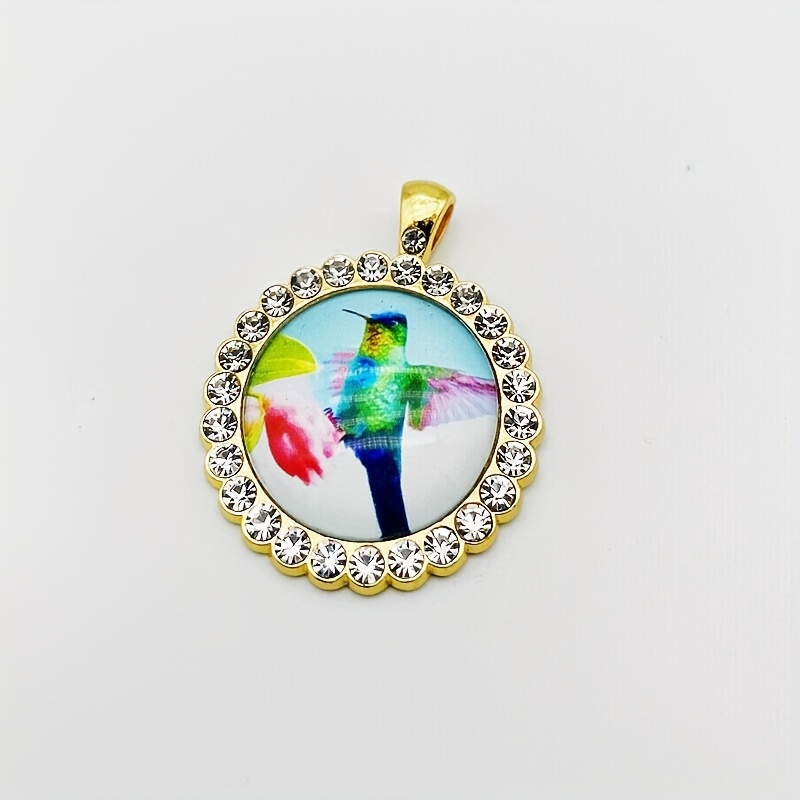 Green Bird Glass Alloy Pendant Necklace Accessories DIY